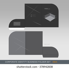 Corporate Identity Business Folder. Folder Design Template With Dicut Cutline Ready for Print.