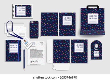 Corporate Identity Business Items. Editable Corporate Identity Template Design. Vector Icons Office Stationery. Gift Items Business Color Promotional Souvenirs Elements. Stationery Set Corporate Style