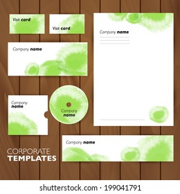 Corporate identity business set design. Abstract background. Vector illustration. Watercolor.
