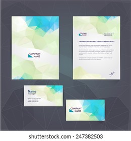 Corporate identity business set design. Abstract background Vector illustration. Low poly design.