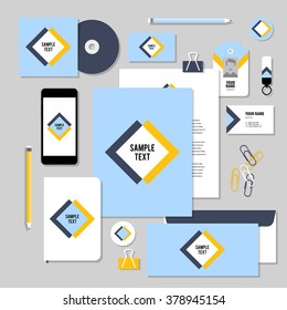 Corporate identity business set design. Vector stationery template design with Rhombus and square shape. Documentation for business.