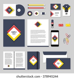 Corporate identity business set design. Vector stationery template design with Rhombus and square shape. Documentation for business.
