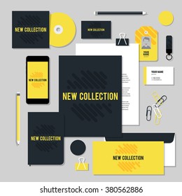 Corporate identity business set design. Vector stationery template design with diagonal line. Documentation for business.