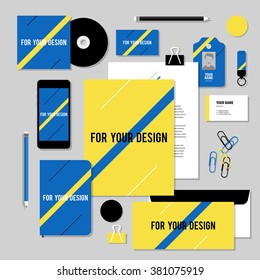 Corporate identity business set design. Vector stationery template design with diagonal line. Documentation for business.