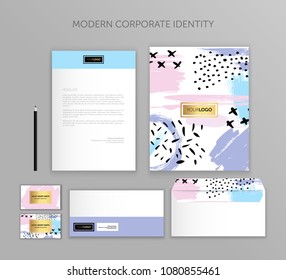 Corporate identity business set. Modern stationery template design. Documentation for business.Set of envelope, card, folder, etc. Vector illustration.Abstract background