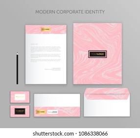 Corporate identity business set. Modern stationery template design. Documentation for business.Set of envelope, card, folder, etc. Vector illustration.Abstract background
