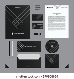 Corporate identity business template. Black branding set.