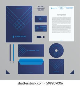 Corporate identity business template. Blue branding set.