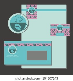 corporate identity for the cafe menu, business cards and coasters