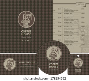 corporate identity for the cafe menu, business cards and coasters