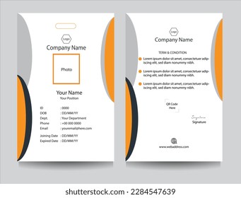 Corporate identity card template collection. Employee or student ID card set design for office or school. Print-ready identification card template