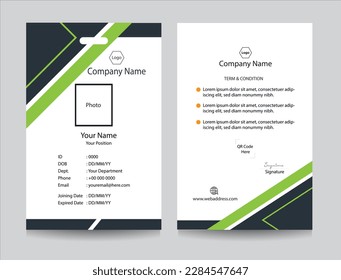 Corporate identity card template collection. Employee or student ID card set design for office or school. Print-ready identification card template