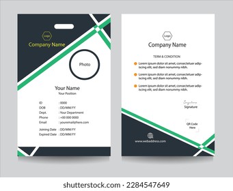 Corporate identity card template collection. Employee or student ID card set design for office or school. Print-ready identification card template