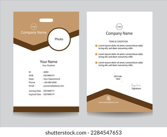 Corporate identity card template collection. Employee or student ID card set design for office or school. Print-ready identification card template