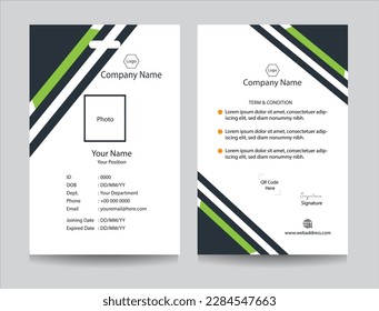 Corporate identity card template collection. Employee or student ID card set design for office or school. Print-ready identification card template