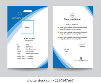 Corporate identity card template collection. Employee or student ID card set design for office or school. Print-ready identification card template