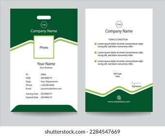 Corporate identity card template collection. Employee or student ID card set design for office or school. Print-ready identification card template