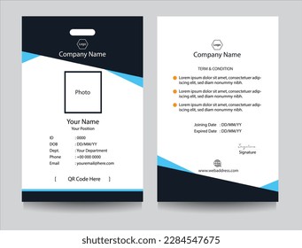 Corporate identity card template collection. Employee or student ID card set design for office or school. Print-ready identification card template