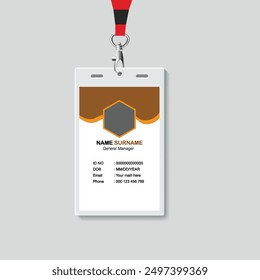 Corporate identity card template collection. Employee or student ID card set design for office or school. Print-ready identification card template