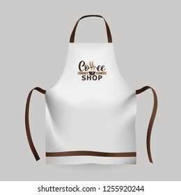 Corporate Identity Of Coffee Industry. Realistic Branding Mock Up Template, Logo. Template Of Uniform, Apron Clothes For Cafe. Mockup Uniform For Coffee Shop, Cafe, Restaurant. Vector Illustration.