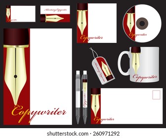 Corporate identity for the company Advertising Copywriter. Vector illustration.