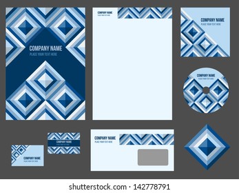 Corporate identity for company or event. Vector template for business stationery set.