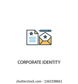 corporate identity concept 2 colored line icon. Simple yellow and blue element illustration. corporate identity concept outline symbol design