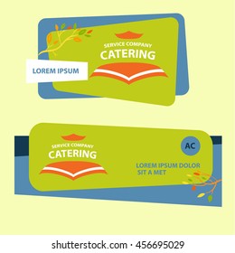 Corporate identity with conceptual tablecloth on table for catering premium bar, restaurant, cafe menu on white  background. Vector logo for special service company. 