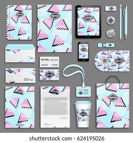 Corporate identity creative template set. Business stationery mock-up with logo. Branding design. Colorful texture geometric background.