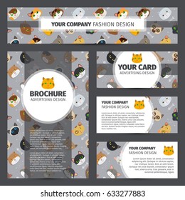 Corporate identity design with fur cats pattern, vector illustration