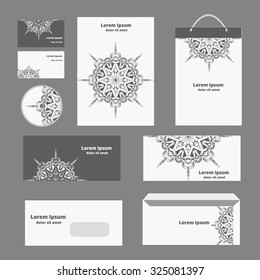 Corporate identity design with hand drawn arabic ornament. Vector illustration