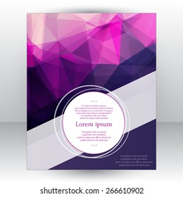 Corporate identity design template with abstract geometric background with romantic pink, purple and violet transparent triangles. Fully editable, you can transform and place the pattern as you like.
