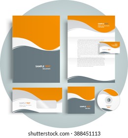 Corporate identity design template abstract curves