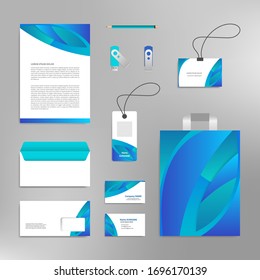 Corporate identity design template, business stationery mockup for company branding, blue