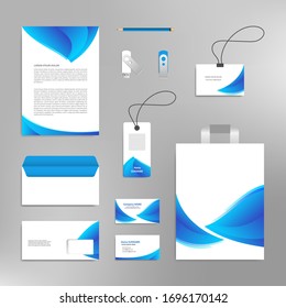 Corporate identity design template, business stationery mockup for company branding, blue