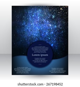 Corporate identity design template with hand drawn acrylic dark blue cosmic texture with falling stars lighting effect. Invitation or cover or poster background template.