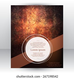 Corporate identity design template with hand drawn acrylic dark gold texture.