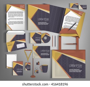 Corporate identity design template with retro pattern scrapbooking. Business stationery set.