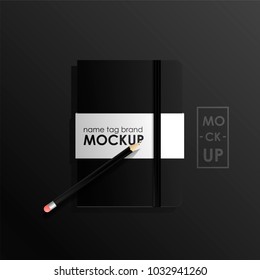 Corporate identity design template set. Mock-up package notebook and pecil. Vector concept realistic