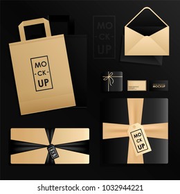 Corporate identity design template set. Mock-up package, gift shop. Vector concept