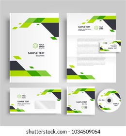 Corporate identity design template stripes elements green color