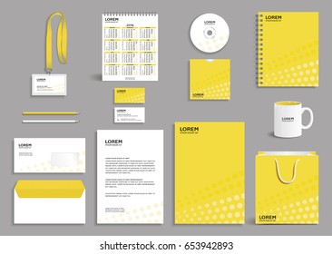 Corporate identity design template with yellow background