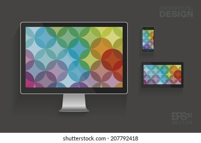 Corporate identity desktop background. Computer tablet and mobile phone abstract vector background.