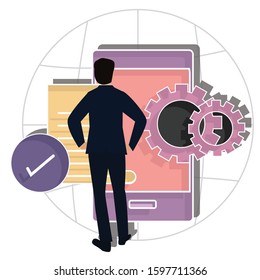 Corporate identity development concept. Creative idea design. Flat vector illustration for template, web page, presentation or brochure.