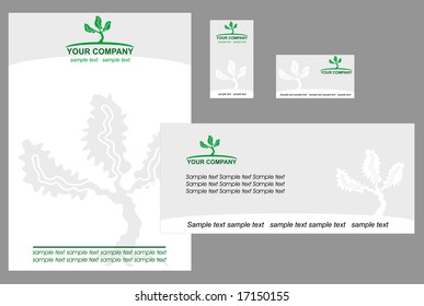 Corporate identity elements with envelope, card and stationery