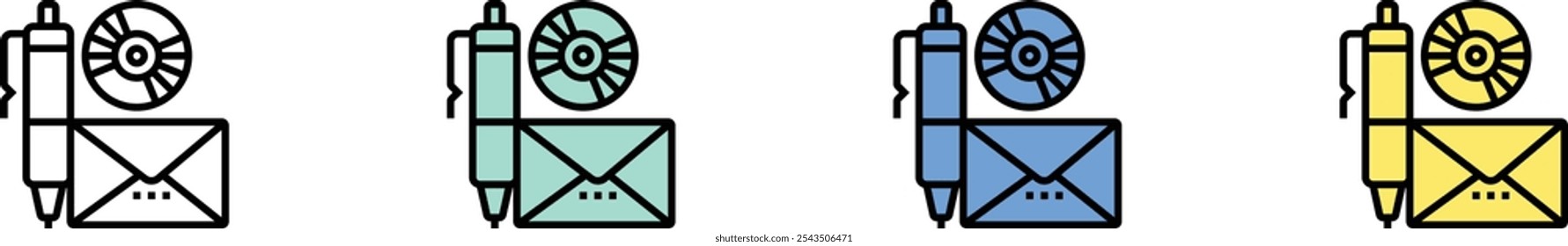 corporate identity icon. Outline, Green, Blue and Yellow Style Design Isolated On White Background
