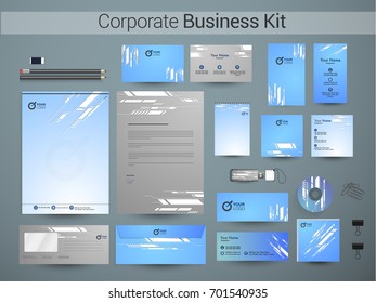 Corporate Identity Kit with abstract element. Business branding stationery set including Letter Head, Business Card, Web Banner or Header, Notepad, CD etc.