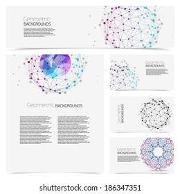 Corporate identity kit or business kit with artistic, Abstract backgrounds of geometric shapes.