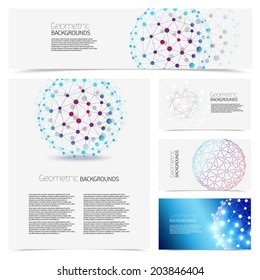 Corporate identity kit or business kit with artistic, Abstract backgrounds of geometric shapes.