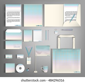Corporate identity kit or business kit with pattern of hexagons.